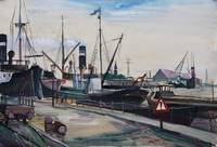 Hafen in Königsberg, Aquarell 1938